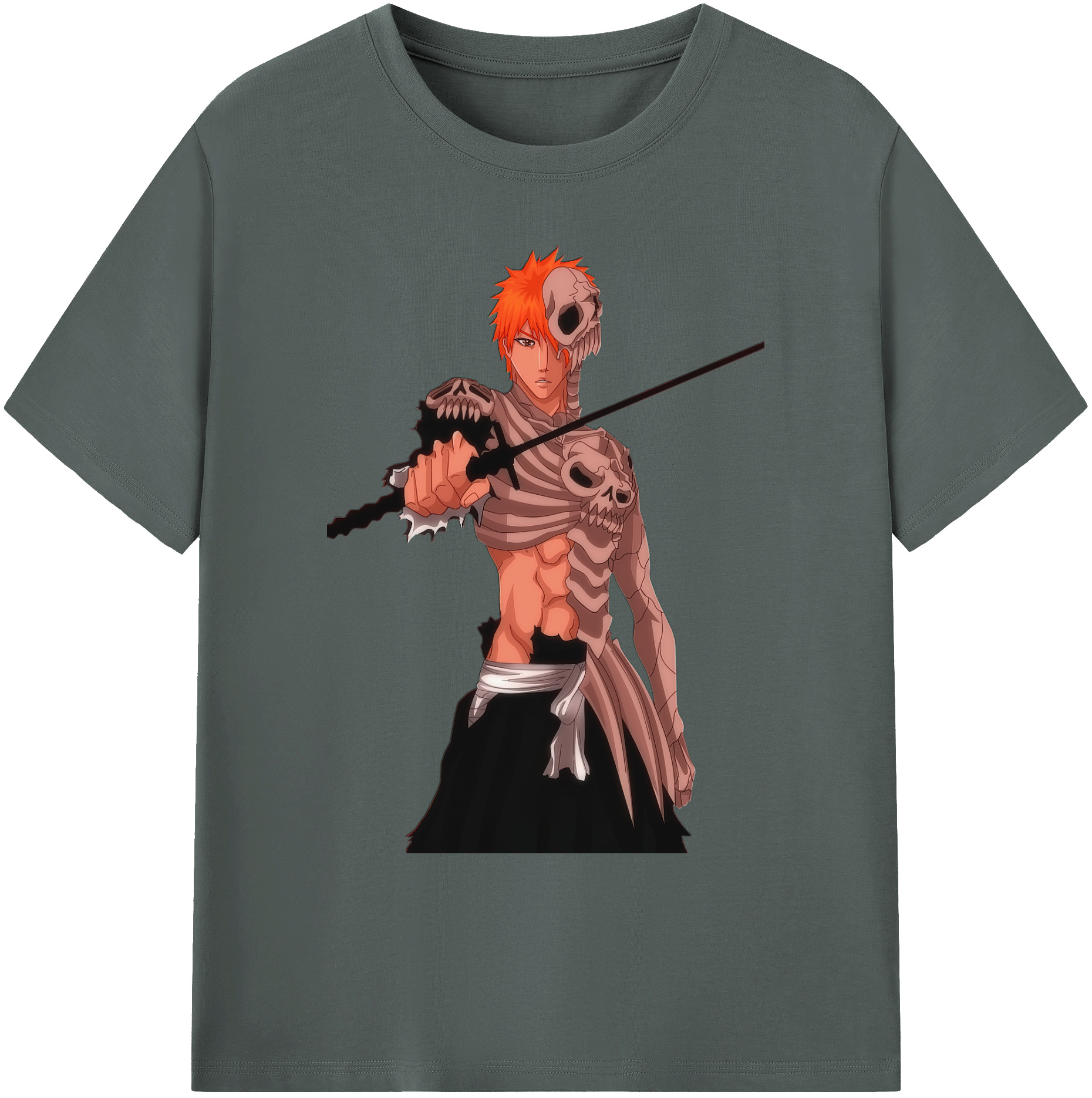 （画像用） ブリーチ 黒崎一護（くろさき いちご）BLEACH Kurosaki Ichigo 綿100％ メンズ半袖Tシャツ｜肌触りやわらか＆通気性